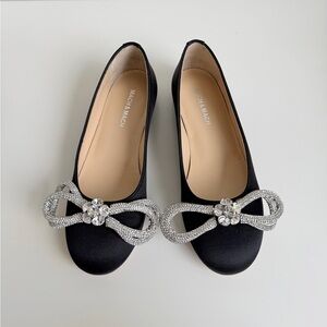 MACH & MACH double bow satin ballerina shoes